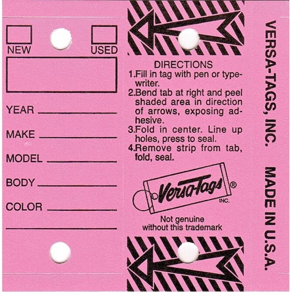 Car Dealer Depot Genuine VersaTag Key Tags Lilac Pk 417 Zoro